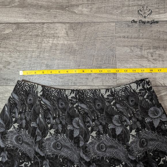 Talbots Charcoal A-Line Skirt with Black Botanical Pattern - Picture 3 of 5